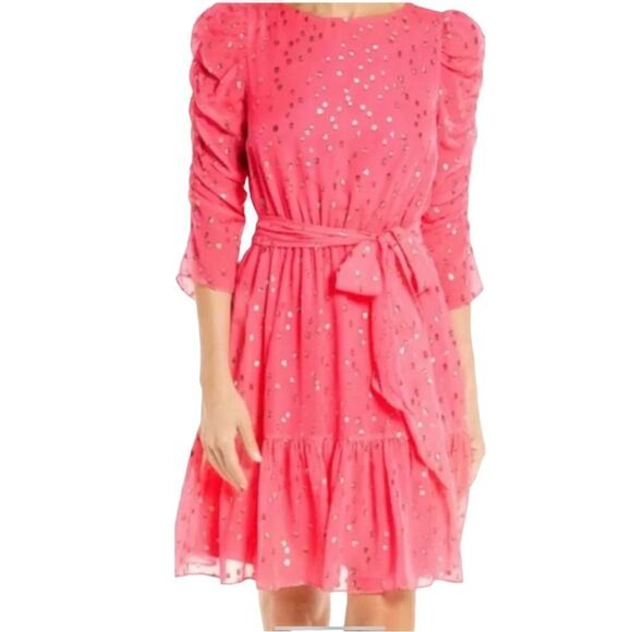 Lilly Pulitzer Chianna Silk Belted Mini Dress in Coral Sands.Size 4 - Picture 3 of 16